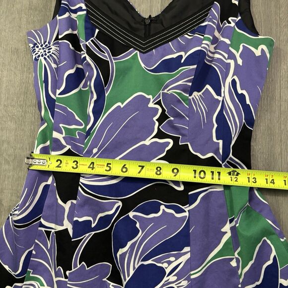 Nine West Purple Green Floral Dress Women’s Size 4 Party Wedding Holiday NYE - Picture 9 of 11